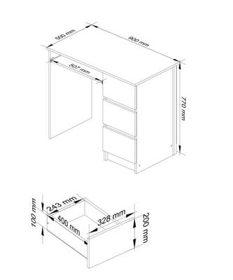  A Heini 2 íróasztal Fehér/Kappuccino Fényes