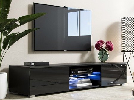  TV Asztal Bridgette Fekete Magasfényű 140 cm
