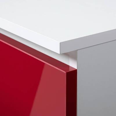 Asztal Pixelek Fehér Matt/Piros Csillogás