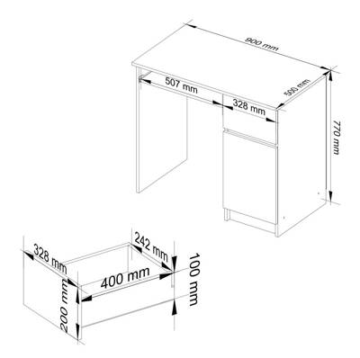 Asztal Pixelek Szürke/Fehér Matt