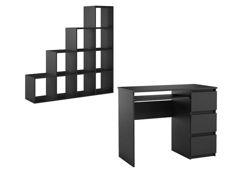 HEINI íróasztal + PÜTHAGORASZ polc (matt fekete)