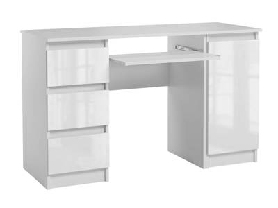 Íróasztal fiókokkal és szekrénnyel Jaris (magasfényű fehér)
