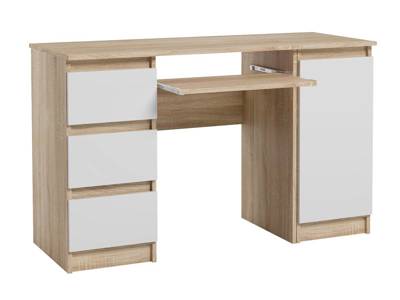 Íróasztal fiókokkal és szekrénnyel Jaris (matt fehér + sonoma tölgy)